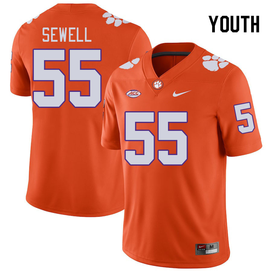 Youth Clemson Tigers Harris Sewell #55 College Orange NCAA Authentic Football Stitched Jersey 23CF30QC